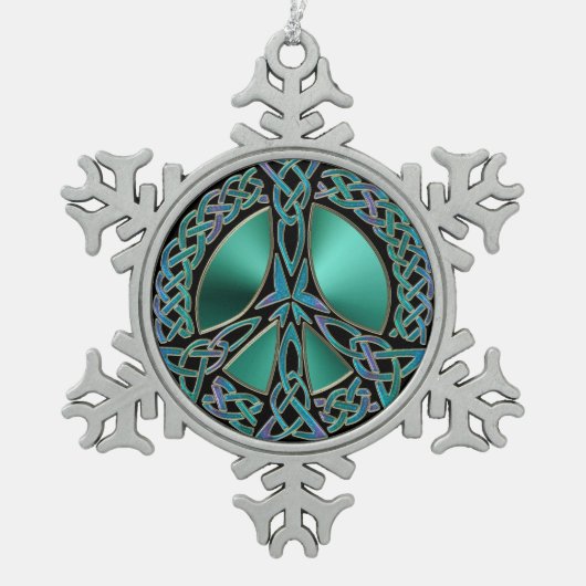 Celtic Knot Peace Sign Snowflake Ornament (Voorkant)