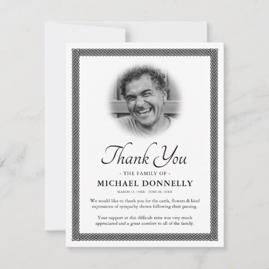 Celtic Knot Photo Funeral Bedankkaart (Voorkant)