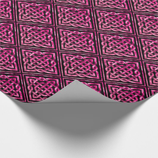 Celtic Knot Pink Pattern Wrapping Paper Cadeaupapier (Hoek)
