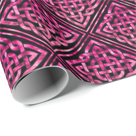 Celtic Knot Pink Pattern Wrapping Paper Cadeaupapier (Rol Hoek)