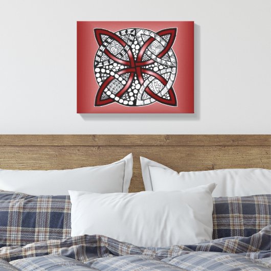 Celtic Knot Red Doodle Tekening Canvas Afdruk (Insitu (Slaapkamer))
