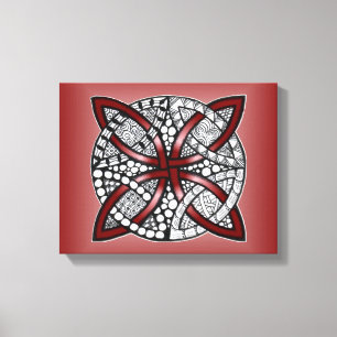 Celtic Knot Red Doodle Tekening Canvas Afdruk
