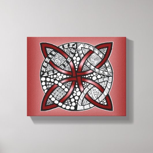 Celtic Knot Red Doodle Tekening Canvas Afdruk (Voorkant)