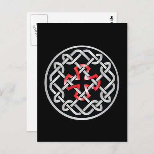 Celtic Knot Red Metallic Briefkaart (Voorkant / Achterkant)