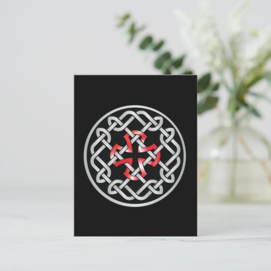 Celtic Knot Red Metallic Briefkaart (Staand voorkant)