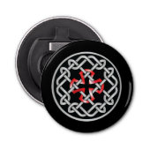 Celtic Knot Red Metallic Button Flesopener (Voorkant)