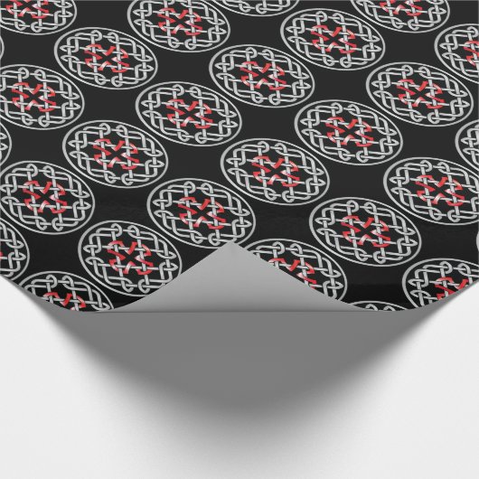 Celtic Knot Red Metallic Cadeaupapier (Hoek)