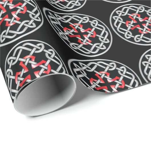 Celtic Knot Red Metallic Cadeaupapier (Rol Hoek)
