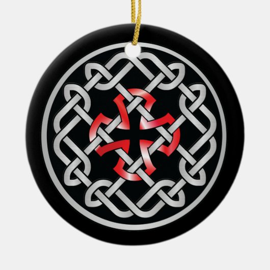 Celtic Knot Red Metallic Circle Ornament (Voorkant)