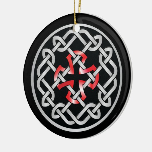 Celtic Knot Red Metallic Circle Ornament (Links)