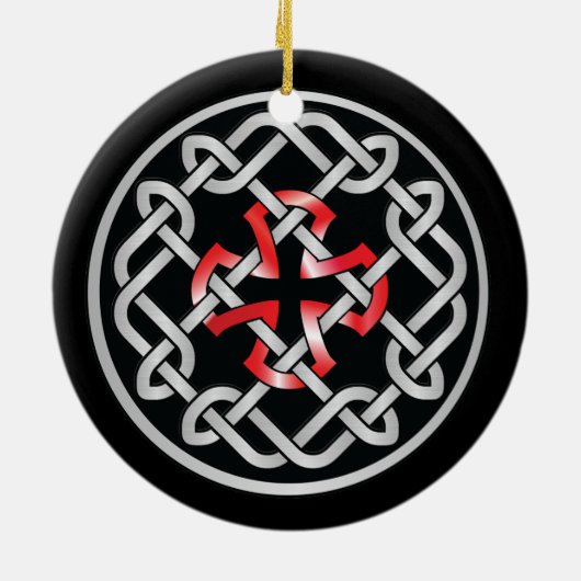 Celtic Knot Red Metallic Circle Ornament (Achterkant)