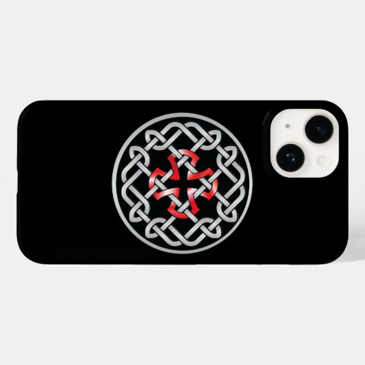 Celtic Knot Red Metallic iPhone 14 Hoesje (Achterkant (horizontaal))