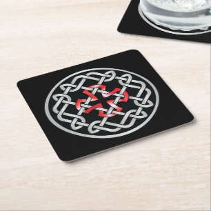 Celtic Knot Red Metallic Kartonnen Onderzetters
