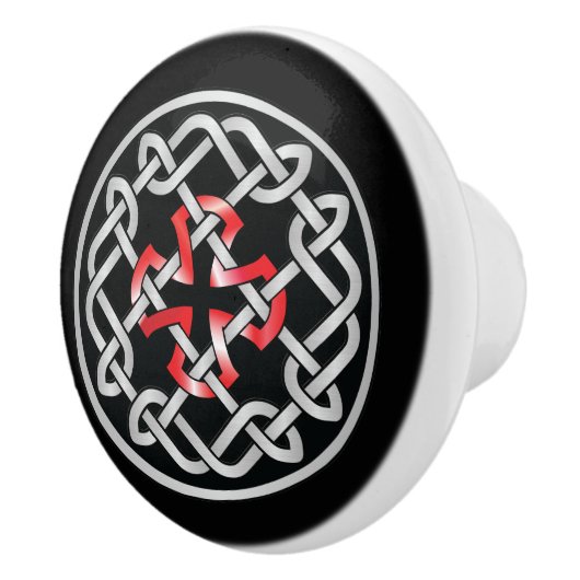 Celtic Knot Red Metallic Knob Keramische Knop (Rechts)