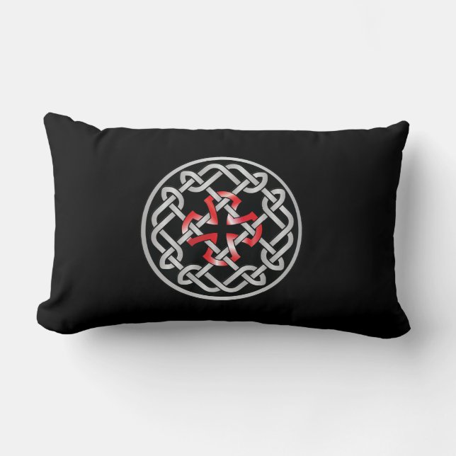 Celtic Knot Red Metallic Lumbar Pillow Kussen (Voorkant)