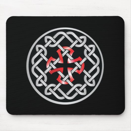 Celtic Knot Red Metallic Mousepad Muismat (Voorkant)