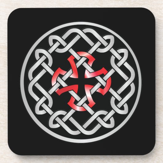 Celtic Knot Red Metallic Plastic Onderzetters (Voorkant)