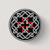 Celtic Knot Red Metallic Round Button (Voorkant)