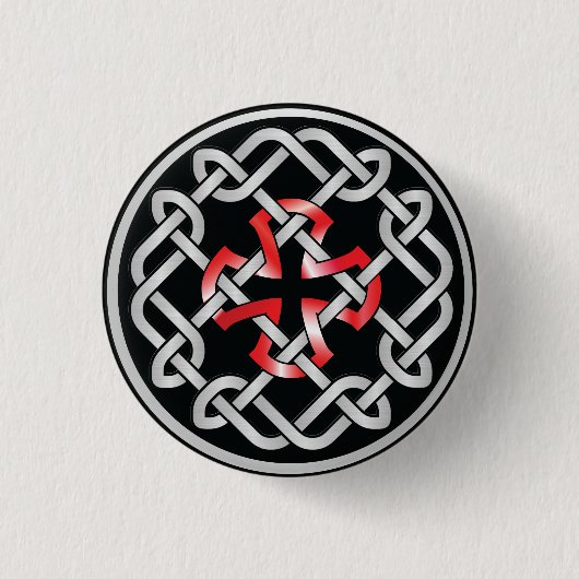Celtic Knot Red Metallic Round Button (Voorkant)