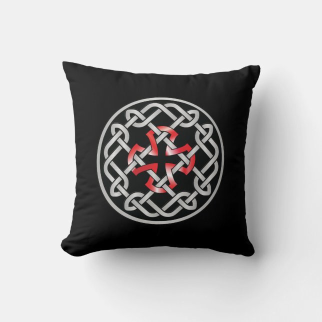 Celtic Knot Red Metallic Sierkussen (Voorkant)