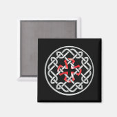 Celtic Knot Red Metallic Square Magnet (Voorkant / Achterkant)