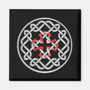 Celtic Knot Red Metallic Square Magnet