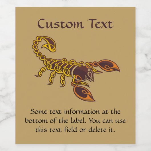 Celtic Knot Scorpion Wijn Etiket (Enkel label)