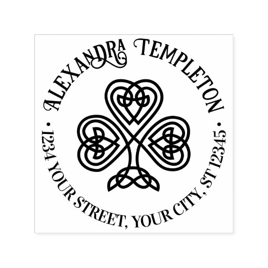Celtic Knot Shamrock #3P Naam Retouradres Zelfinktende Stempel (Design)