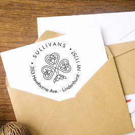Celtic Knot Shamrock Family Return Address Zelfinktende Stempel