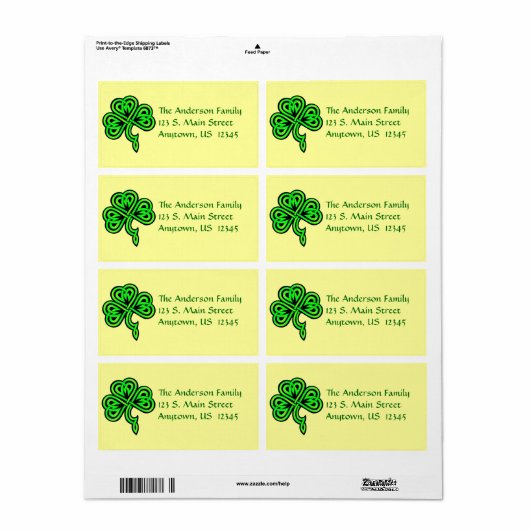 Celtic Knot Shamrock Label (Full Sheet)