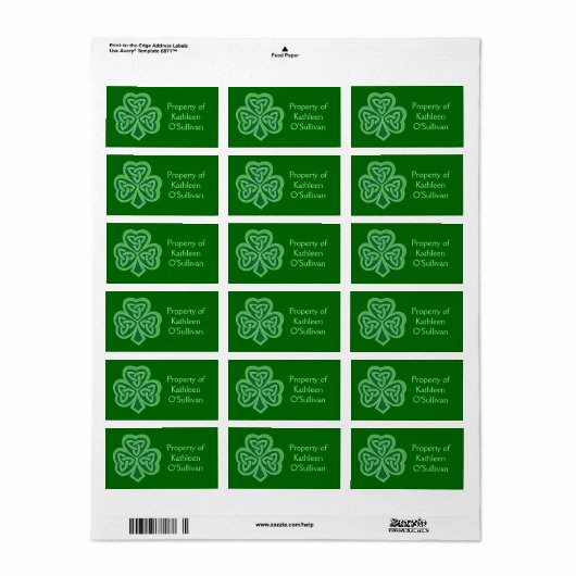 Celtic Knot Shamrock Label (Full Sheet)