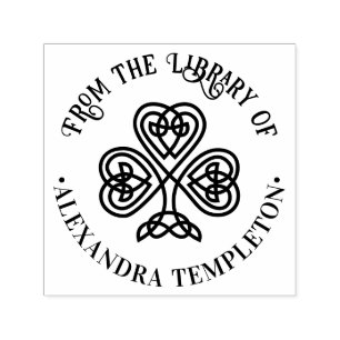 Celtic Knot Shamrock Library Boeknaam #3P Zelfinktende Stempel