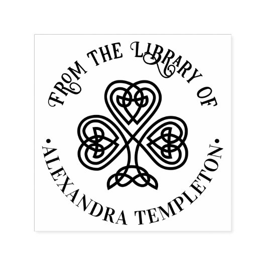 Celtic Knot Shamrock Library Boeknaam #3P Zelfinktende Stempel (Design)