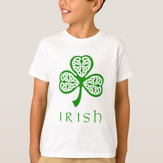 Celtic Knot Shamrock over Irish text T-shirt (Voorkant)