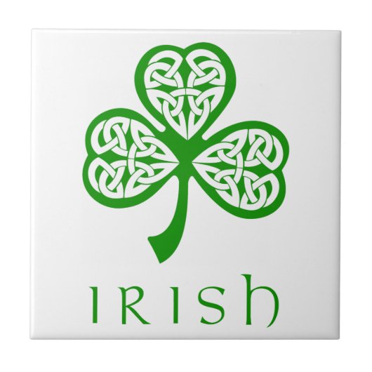 Celtic Knot Shamrock over Irish text Tegeltje (Voorkant)