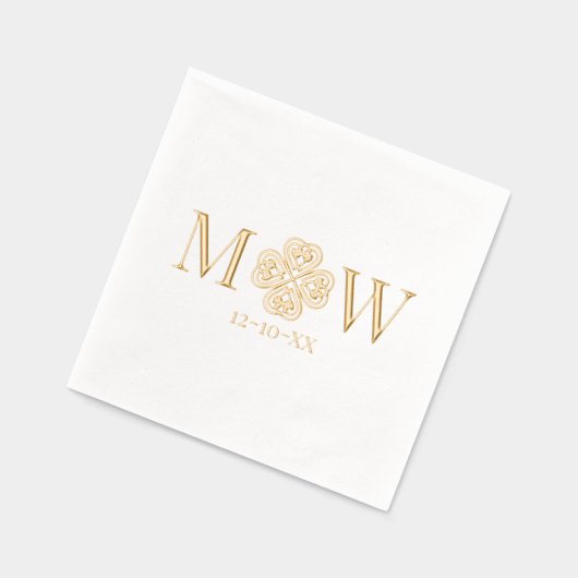 Celtic Knot Shamrock Paar 2 Init Monogram Datum Folie Servetten (Links)