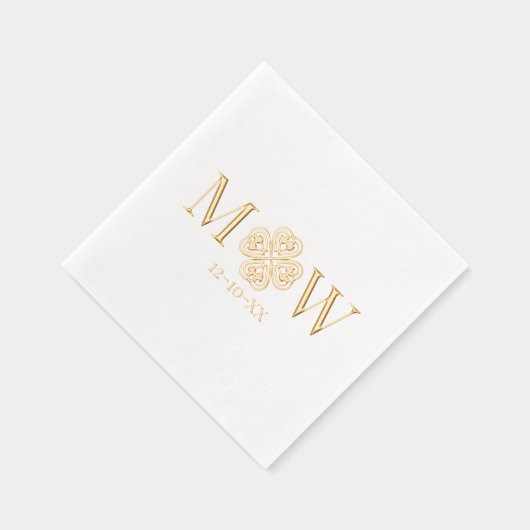 Celtic Knot Shamrock Paar 2 Init Monogram Datum Folie Servetten (Rechts)