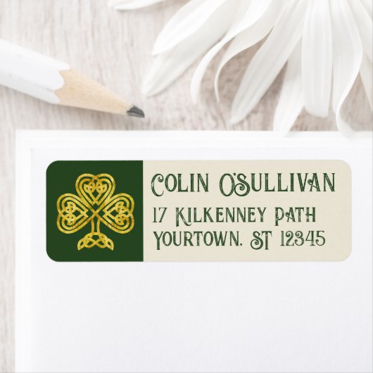 Celtic Knot Shamrock Return Label (Insitu)