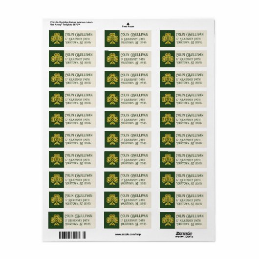 Celtic Knot Shamrock Return Label (Full Sheet)