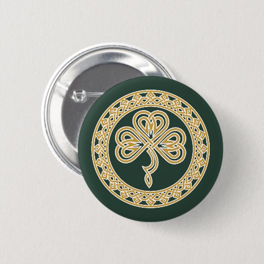 Celtic Knot Shamrock Ronde Button 5,7 Cm (Voorkant /achterkant)