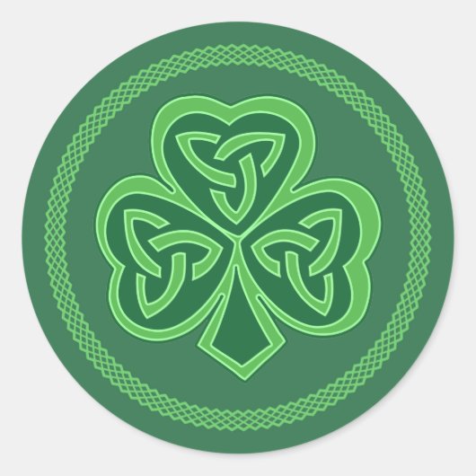 Celtic Knot Shamrock Ronde Sticker (Voorkant)