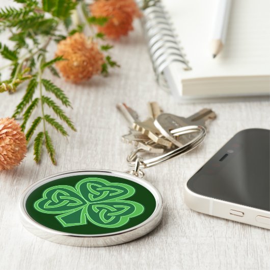 Celtic Knot Shamrock Sleutelhanger (Zijkant)