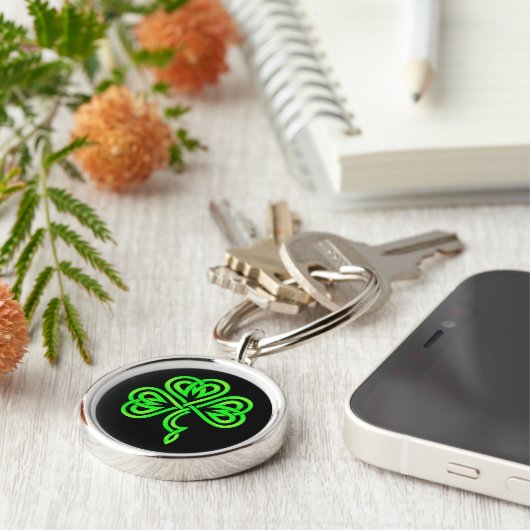 Celtic Knot Shamrock Sleutelhanger (Zijkant)