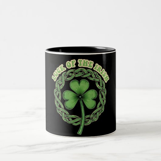 Celtic Knot Shamrock Tweekleurige Koffiemok (Center)