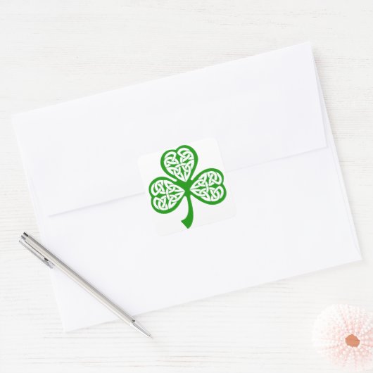 Celtic Knot Shamrock Vierkante Sticker (Envelop)