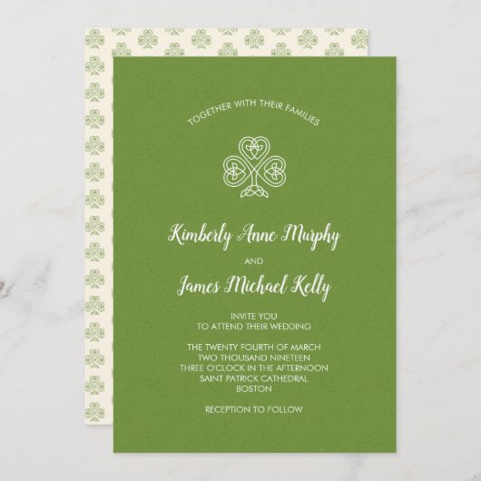 Celtic Knot Shamrock Wedding 2 Kaart (Voorkant / Achterkant)
