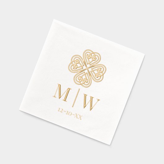 Celtic Knot Shamrock Wedding Couple Initialen Datu Folie Servetten (Links)