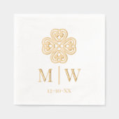 Celtic Knot Shamrock Wedding Couple Initialen Datu Folie Servetten (Voorkant)