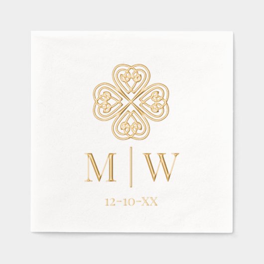 Celtic Knot Shamrock Wedding Couple Initialen Datu Folie Servetten (Voorkant)