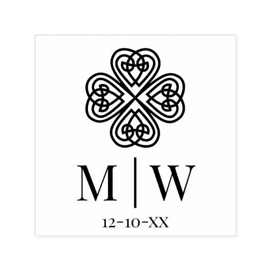 Celtic Knot Shamrock Wedding Couple Initialen Datu Zelfinktende Stempel (Design)